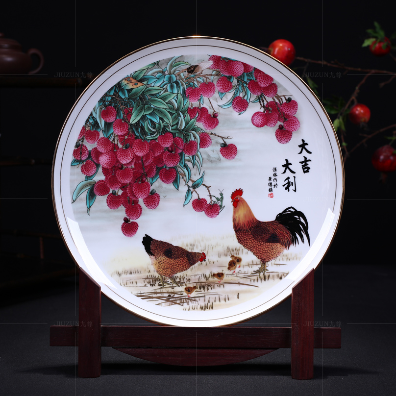 Jingdezhen ceramics decoration hanging dish see prosperous modern Chinese style living room sat dish dish handicraft