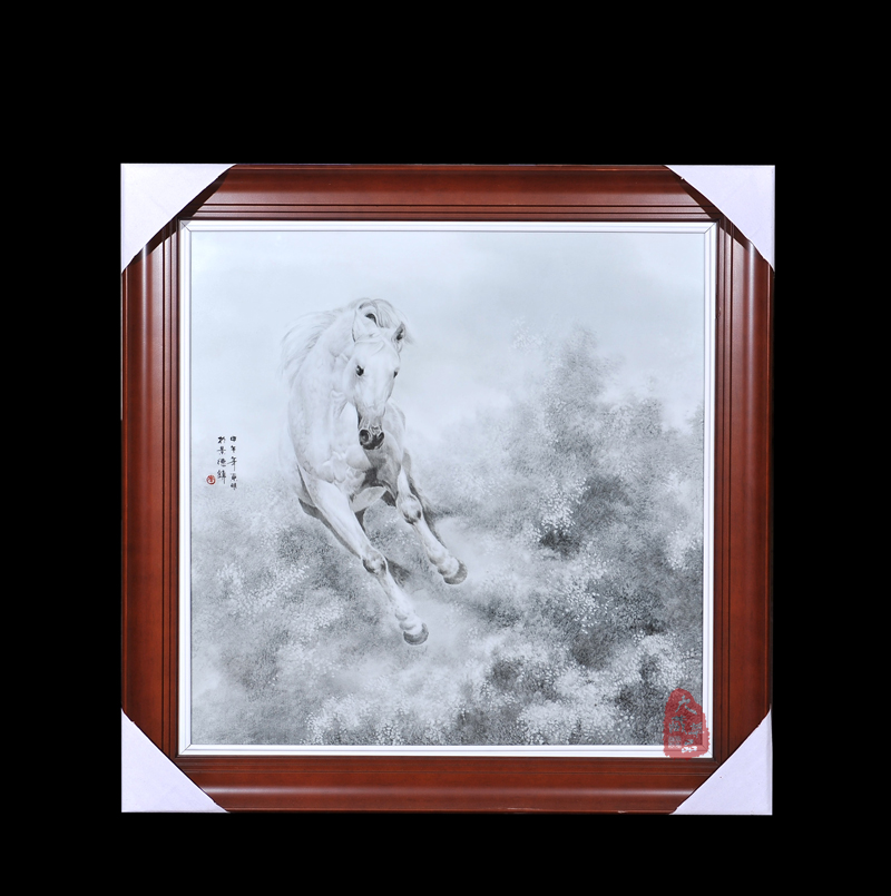 Jingdezhen ceramics dong - Ming li hand - made horse step xiangyun porcelain plate painting the sitting room adornment household crafts