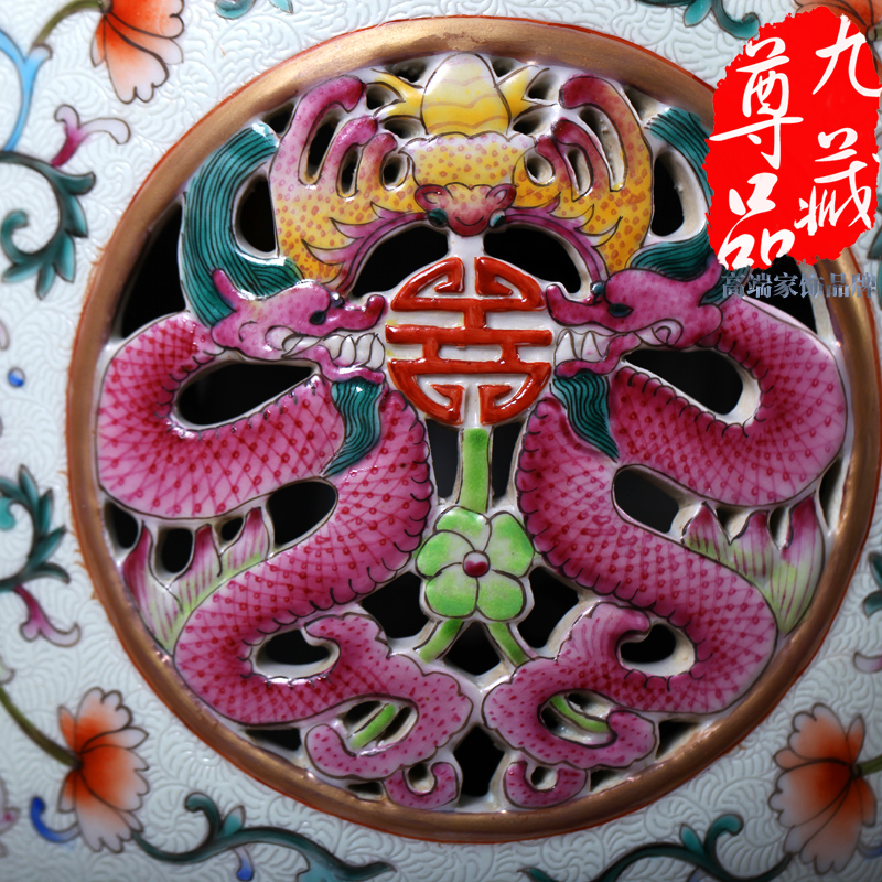 Jingdezhen ceramics imitation the qing qianlong pastel switch hollow - out the revolving vase household adornment handicraft furnishing articles