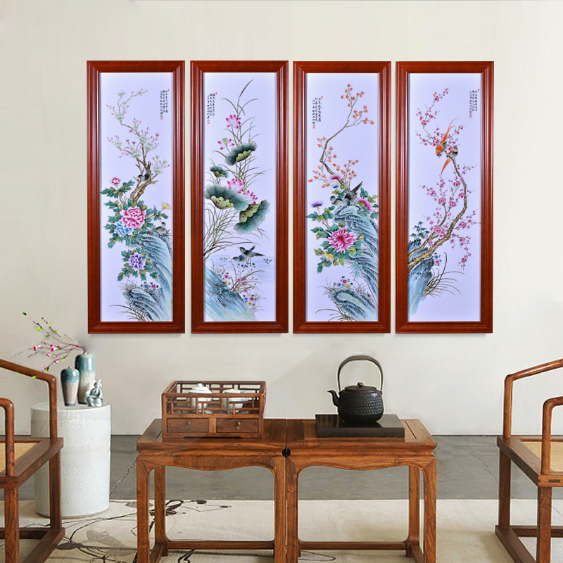 Jingdezhen ceramics Liu Shuwu hand - made powder enamel porcelain plate four screen painting the sitting room adornment household furnishing articles