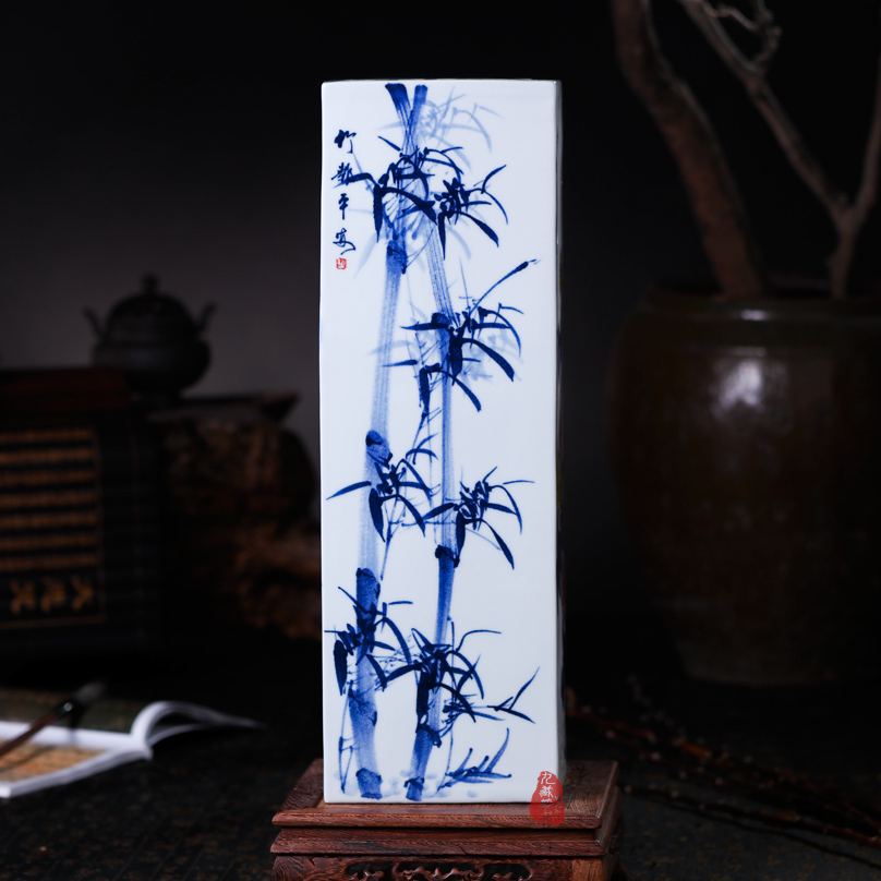 The Master of jingdezhen ceramics hand - made color name plum by bottles of painting and calligraphy tube ground tube of the study of calligraphy and painting furnishing articles