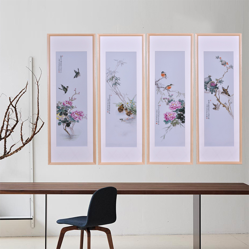 Jingdezhen ceramics dong - Ming li hand - made painting of flowers and four screen porcelain plate painting the sitting room adornment household furnishing articles