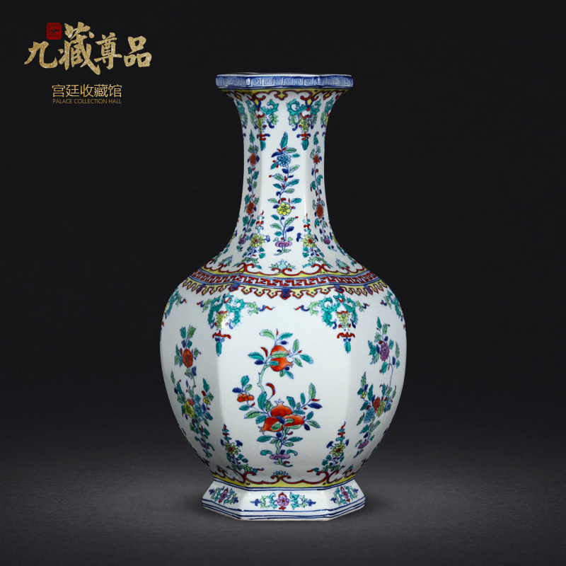 Jingdezhen ceramics vase furnishing articles celebrity hand - made ceramic vase archaize ceramic vases, bucket color hexagonal vase