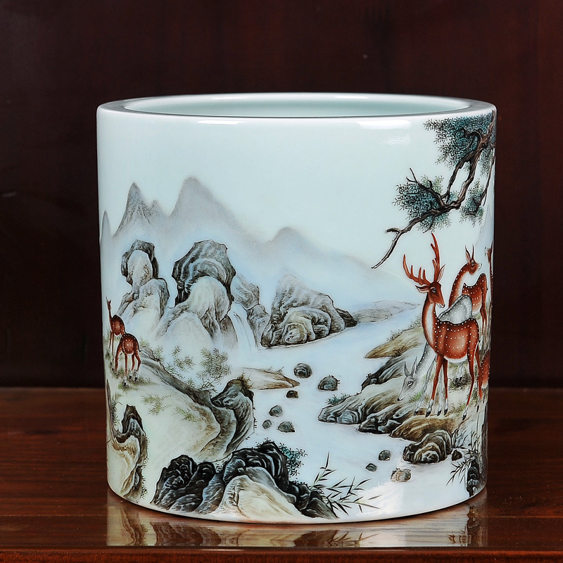 Jingdezhen ceramics imitation the qing qianlong pastel 13 lu brush pot vase household craft sitting room adornment furnishing articles