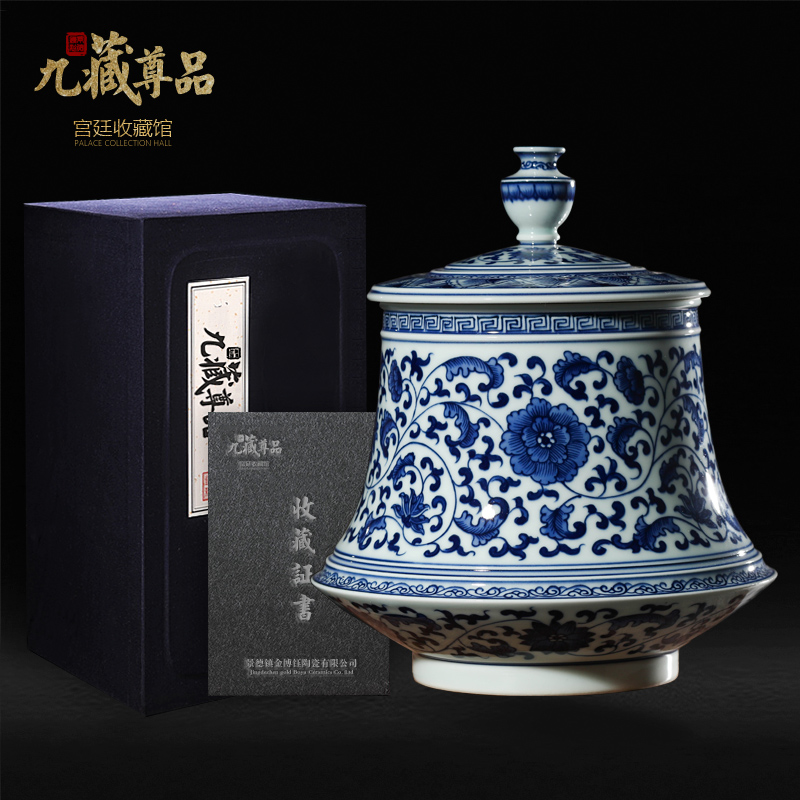 Antique hand - made porcelain of jingdezhen ceramics bound lotus flower tea pot flowers large flower pot cover can treasure phase furnishing articles