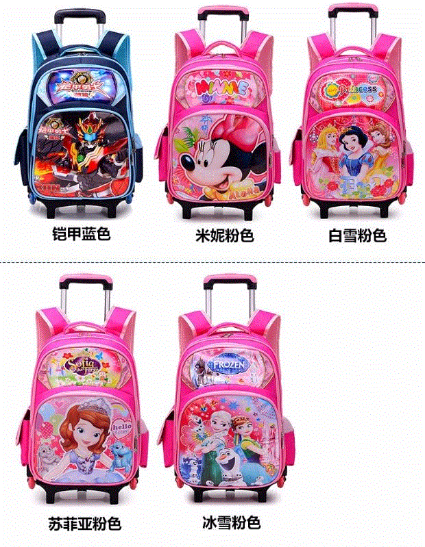 Phiên bản tiếng Hàn mới 2017 của túi hoạt hình Mickey Mouse phim hoạt hình xe đẩy trường hợp túi trẻ em gánh ba lô trường tiểu học nam túi xách trẻ em