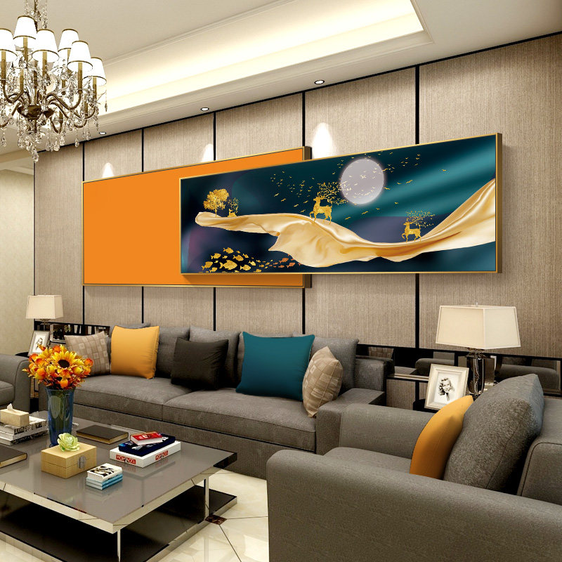 Living room decorative painting sofa background wall modern minimalist atmosphere large size overlay painting abstract elk mural