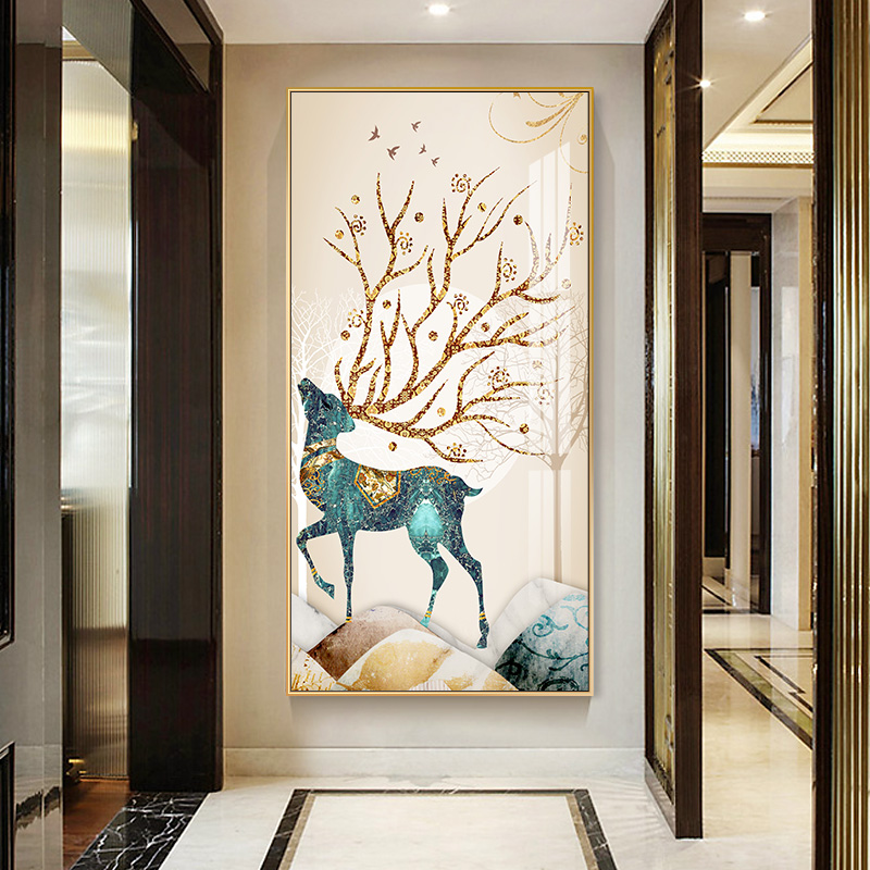 Nordic elk masonry decoration painting vertical version modern simple entry into the door to door wall painting