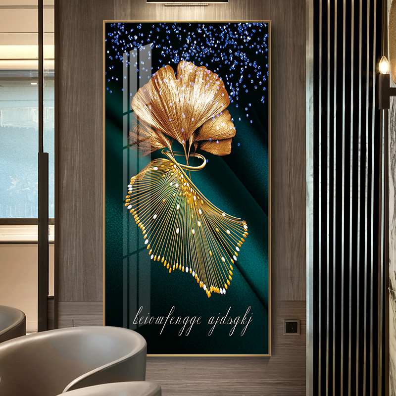Nordic entryway into the door Orion decoration painting vertical version modern minimalist light extravaganza Painted Aisle Veranda Fresco leaves Ginkgo Leaf