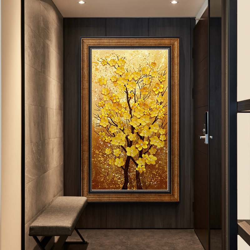 American entry porch decorative painting vertical version corridor aisle fortune tree hanging painting European light luxury wall mural atmosphere