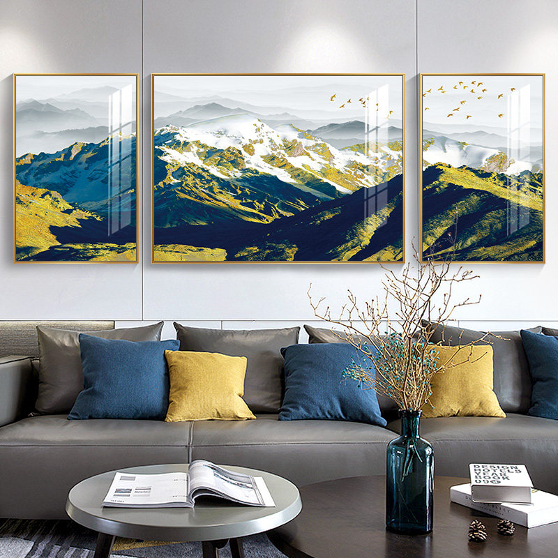 Light luxury atmosphere living room decoration painting modern minimalist sofa background painting landscape landscape wall painting backing triptych
