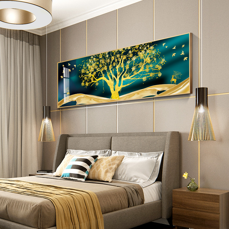 Bedroom Decoration Painting Bedside Hanging Painting Modern Minima Light Extravagant Banner Large Size Room Cozy Atmospheric Fresco Master Bedroom