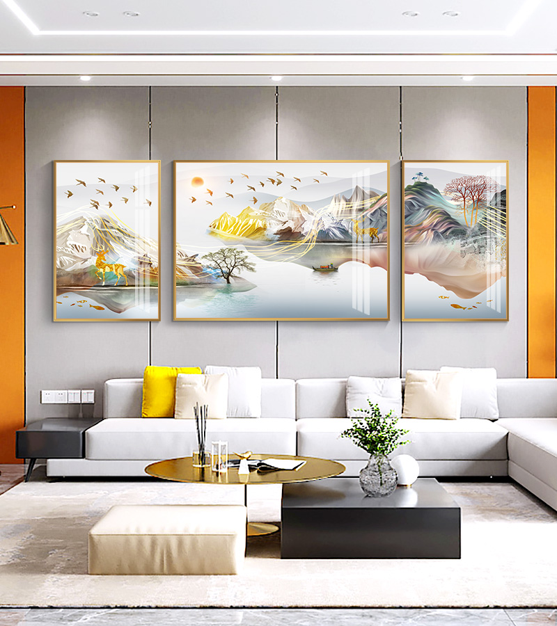 Modern minimalist living room decorative painting landscape landscape painting backer hanging painting sofa background wall elk bird mural
