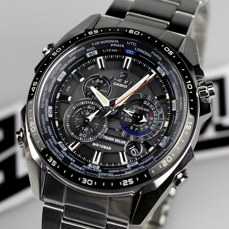 Casio Watch Solar Sports Waterproof Steel Band Racing Men's Watch Eqs-500Db-1A