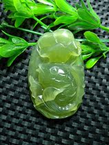 Natural Liaoning Xiuyan Jade carp lotus leaves more than year after year hand carved pendant hanging pendant