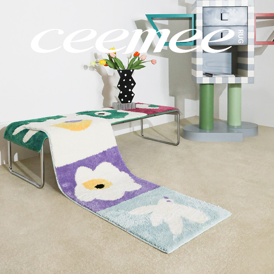 (ceemee) original design floral carpet bedroom bedside mat dove cartoon cute plush ins style