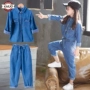 Girls Set 2018 New Cowboy Autumn Big Boy Mùa xuân và mùa thu Trẻ em Mặc mùa thu Hàn Quốc Trẻ em Bộ đồ hai mảnh áo phao trẻ em mùa đông