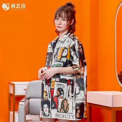 Hairstylist hairdresser hair dressing perm pet shop uniforms apron assistant trend short sleeve gown custom