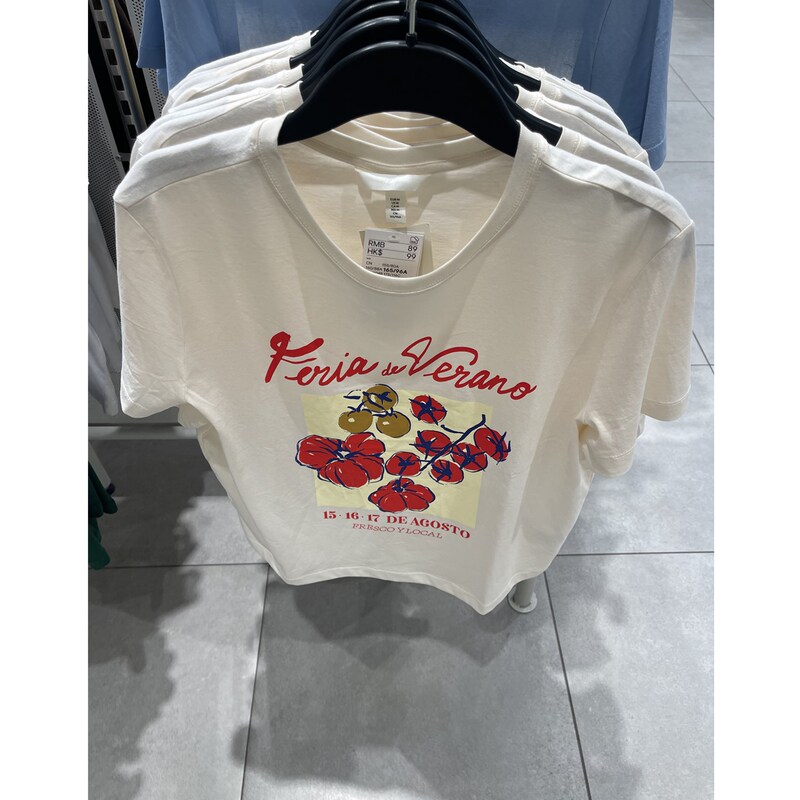 Women's Genuine Pattern Printed Round Neck Short-Sleeved T-Shirt 1330170