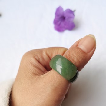 Myanmar natural jade a grade jade saddle ring ring with certificate