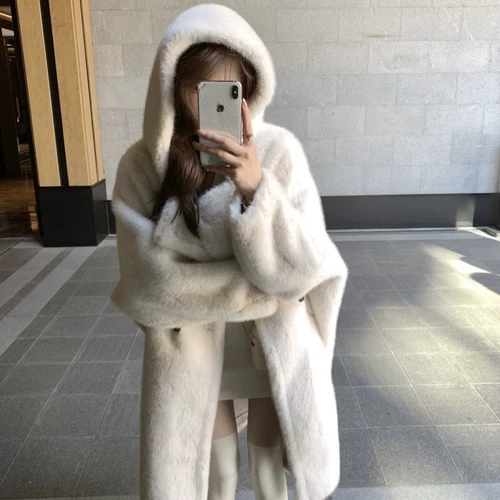 Бархатное длинное пальто с капюшоном, длина макси, оверсайз, увеличенная толщина