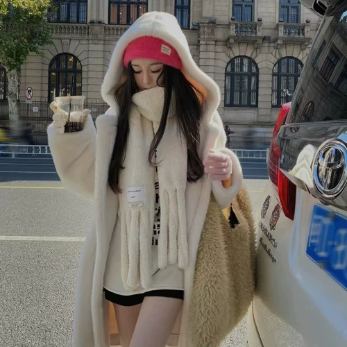 Бархатное длинное пальто с капюшоном, длина макси, оверсайз, увеличенная толщина