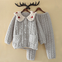 Out-of-mirror rate ultra high ~ cold BI preparation Coral Suede Shui Clothing Womens Winter Thickened gushed three-layer clip cotton suit