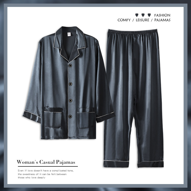 Advanced sensual noodles ~ gift to zui love him men ice silk sleepwear spring autumn season comfort Fashion real silk suit