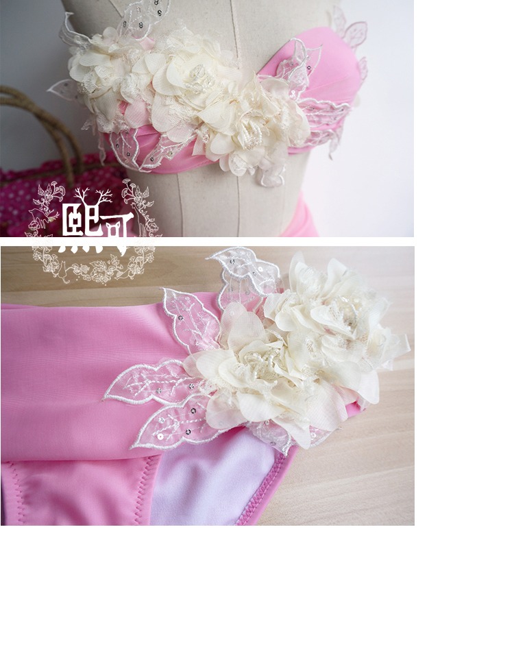 Heike nguyên bản 15 năm mới làm hoa handmade Áo ngực cỡ lớn tập hợp tôi mặc bikini tắm nước nóng mùa xuân bo bikini