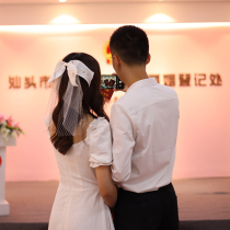 Bride license photo props bride headwear Korean Super fairy mesh bow hair accessories