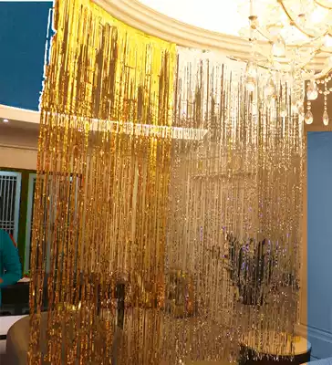 New Year birthday party dress up supplies Sparkling rain silk curtain balloon year-old hundred days background decoration Wedding room tassels