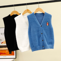 Boys vest vest middle-aged boy imitation mink wear vest inside and outside 2020 new foreign style childrens girls sweater vest