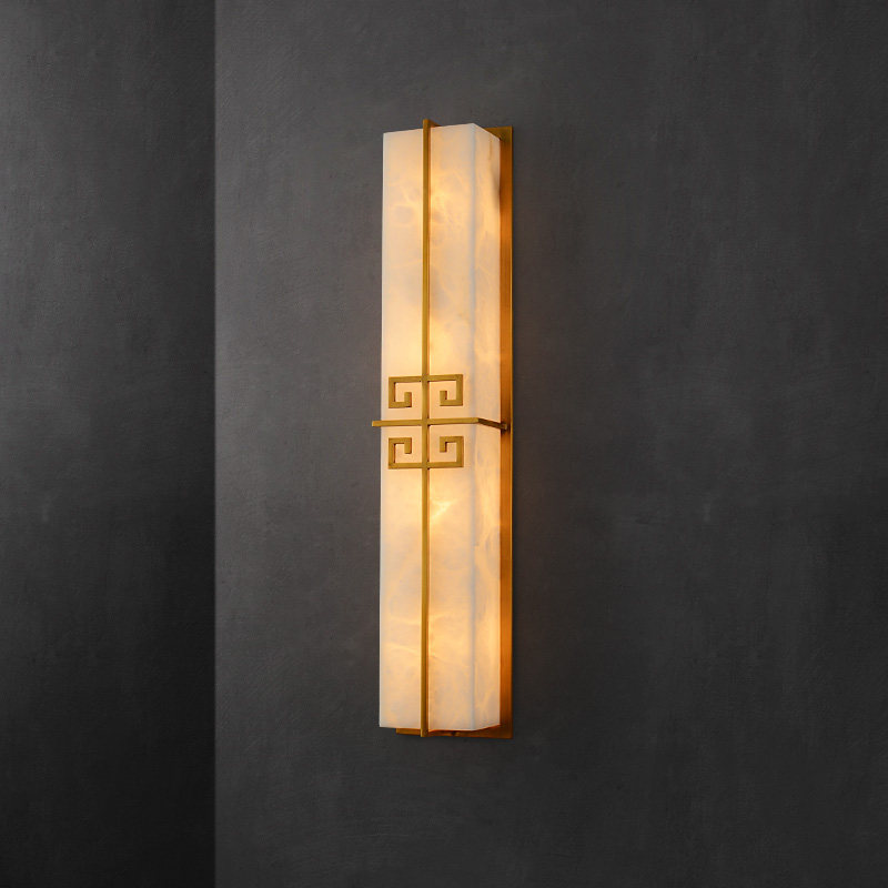 All copper marble wall lamp modern new Chinese style living room TV background wall decoration lamp villa bedroom bedside wall lamp