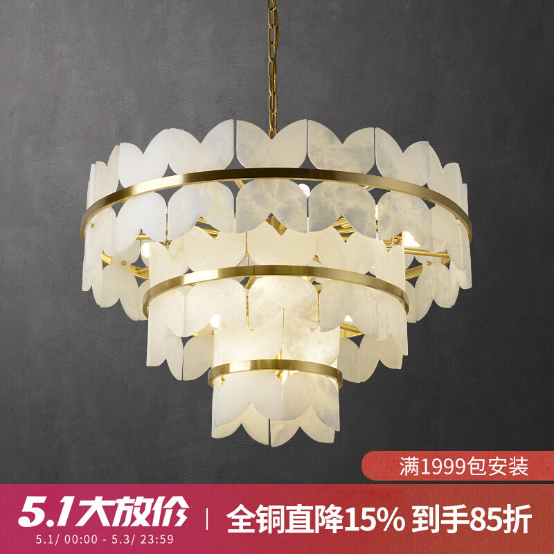Yunstone chandelier modern new Chinese all-copper living room lamp designer creative villa master bedroom room dining room lamp
