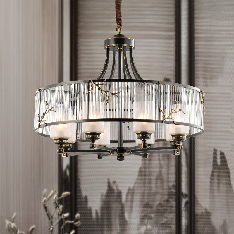 New Chinese Chandeliers Living Room Full Copper Modern China Wind Designer Creative Bedroom Dining Room Tea Room Light Extravagant Lamps