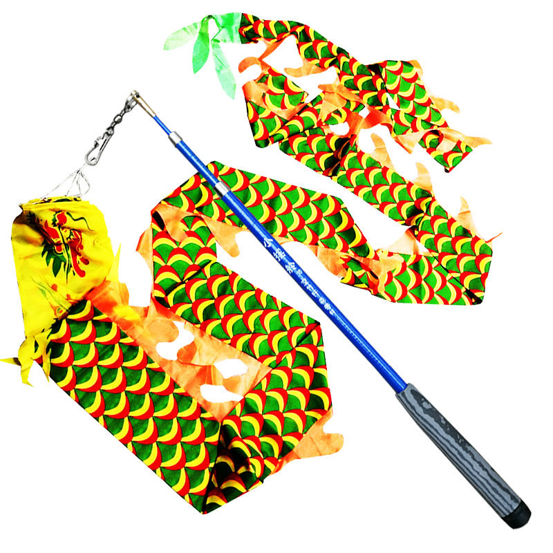 6m diabolo dragon hula hoop pattern single-headed diabolo scale tubular three-dimensional telescopic long rod square dragon dance ribbon