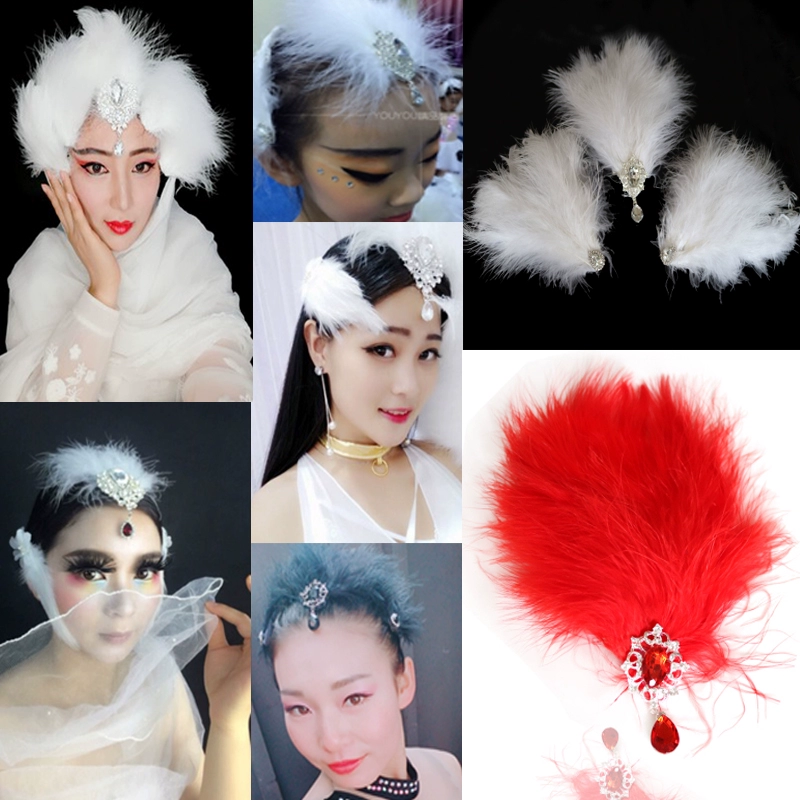 Mới clip phụ ba lê lông trắng đầu hoa phụ kiện tóc cô dâu tiara show catwalk rhinestone phụ kiện trẻ em clip tóc - Phụ kiện tóc