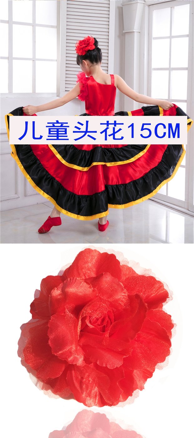 Hiện đại Latin Tây Ban Nha Đấu trường khiêu vũ Trẻ em Đầu cô dâu Hoa Hiển thị Phụ kiện tóc Big Flower Trang phục Hoa mẫu đơn Hoa đội đầu dây buộc tóc vải