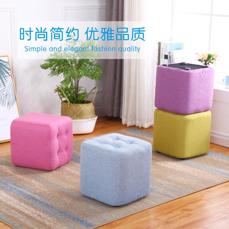 Cloth Art Home Small Stool Sofa Stool Solid Wood Square Bench Living Room Small Bench Eu Style Creative Short Pier Subnet Red Sloth