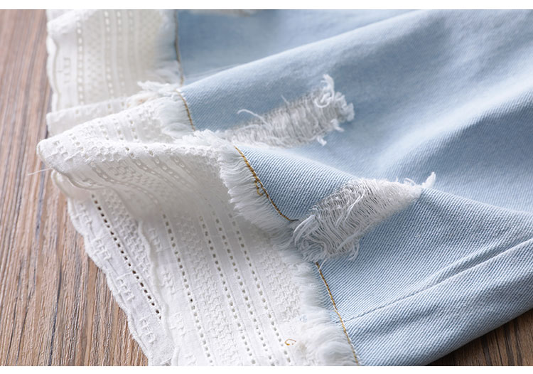 Big love ren mềm denim cô gái quần ống rộng mùa hè mới cho bé crop quần chín quần jeans - Quần jean quần áo trẻ em hàn quốc