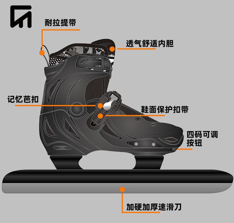 Коньки 冰刀鞋男冬季速滑女滑冰鞋儿童成人专业保暖冰鞋冰刀真冰溜冰鞋 Luo OU