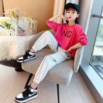 Girls suit autumn clothing 2021 Yangqis new trendy spring and autumn CUHK Girl girl sports two sets of age