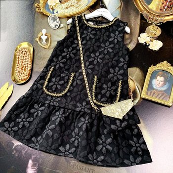 diaryofprincess children's clothing girls 2022 autumn and winter new vest skirt Xiaoxiang Phnom Penh chain bag