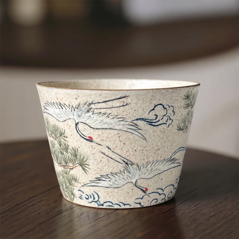 [High-Quality] Songhe Xiangyun Hand-Painted Ceramic Coffee Cup with Underglaze Color, Pig Mouth Cup, High-End