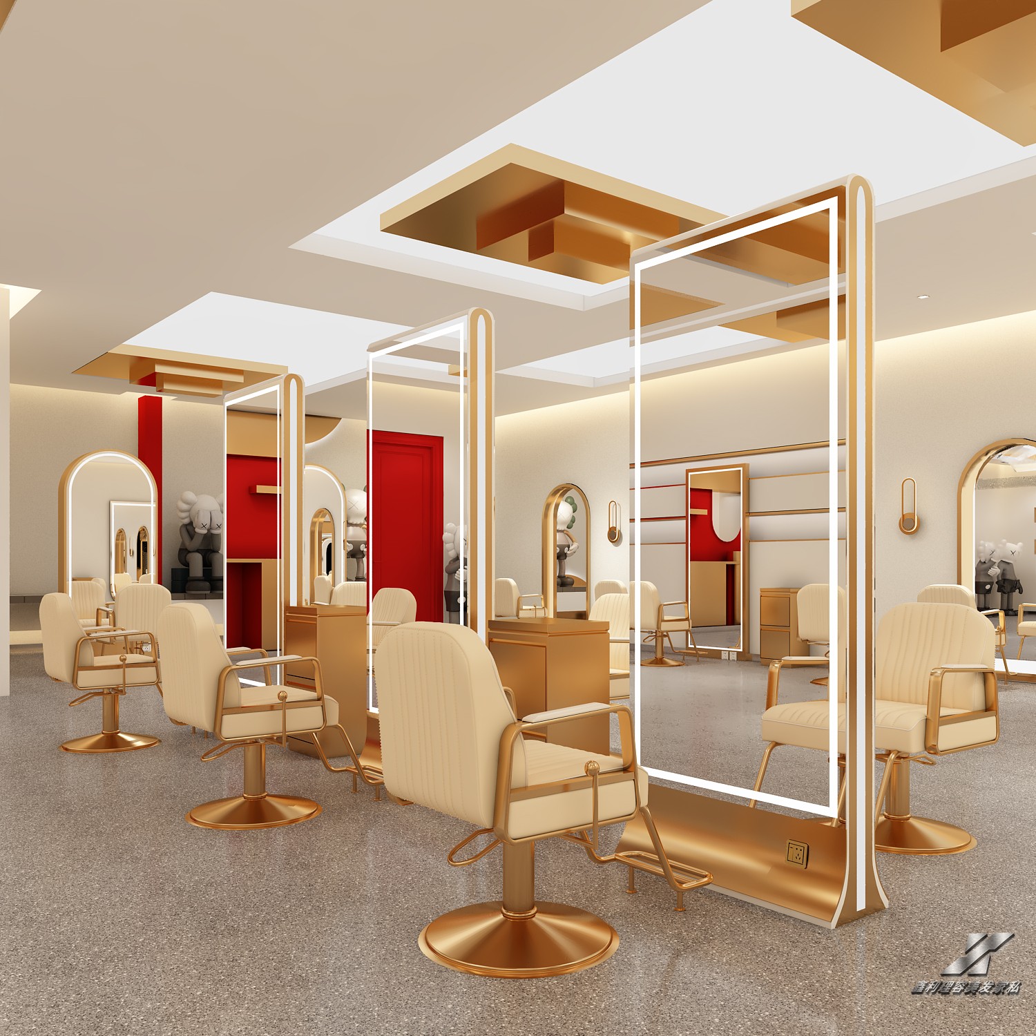 Net Red Tape Shop Mirror Desk Stainless Steel Beauty Hair Mirror With Lamp Bifacial Full-body Mirror Floor Haircut Mirror Hair Salon Special