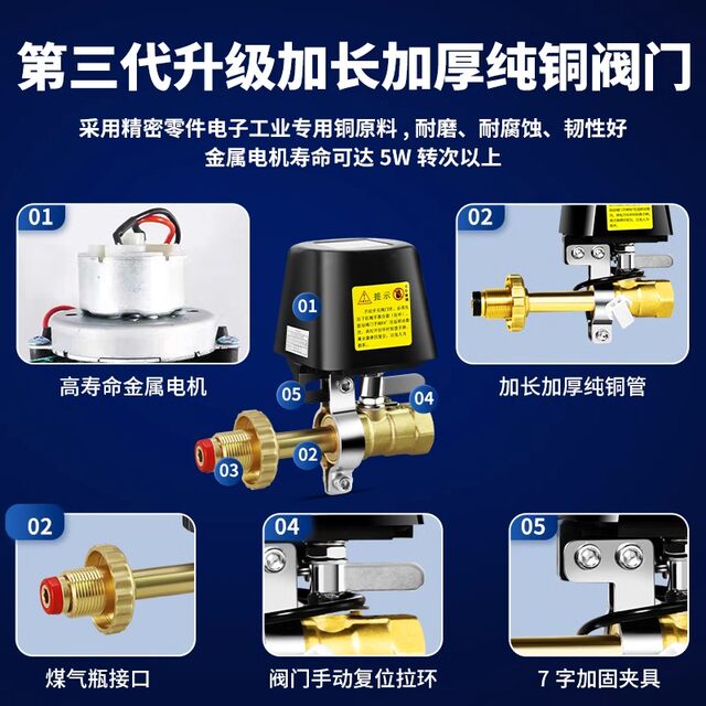 Natural Gas Leak Alarm, Household and Commercial Natural Gas Leak Automatic Shut-Off Solenoid Valve, Emergency Protection Safety Valve