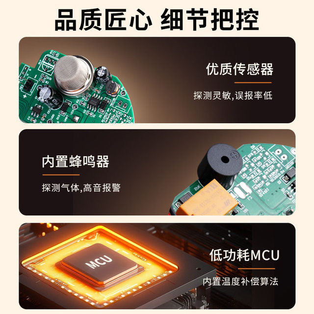 Gas Alarm Wired Networked Home Kitchen Natural Gas Detector Ceiling Gas Probe Alarm