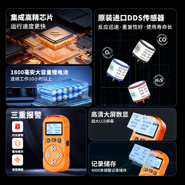 Portable Four-In-One Gas Detector Multi-Function Alarm Pump Suction Concentration Detector Composite Gas