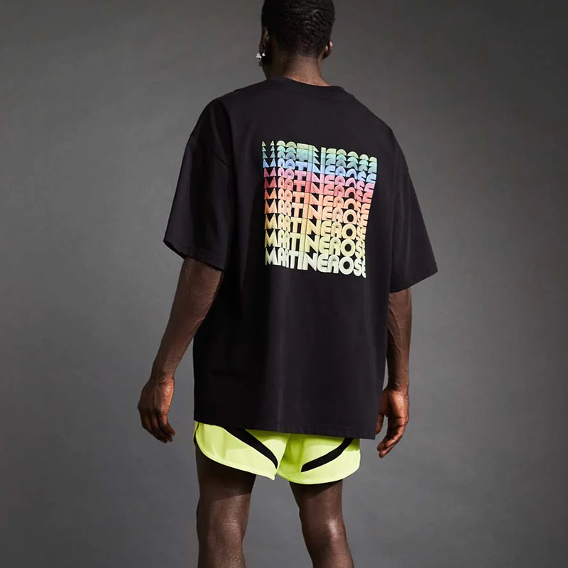 Rose Vintage New Neon Print Short-Sleeved Colorful Slogan Letter Casual Loose Versatile Black T-Shirt Rose Vintage New Neon Print Short-Sleeved Colorful Slogan Letter Casual Loose Versatile Black T-Shirt