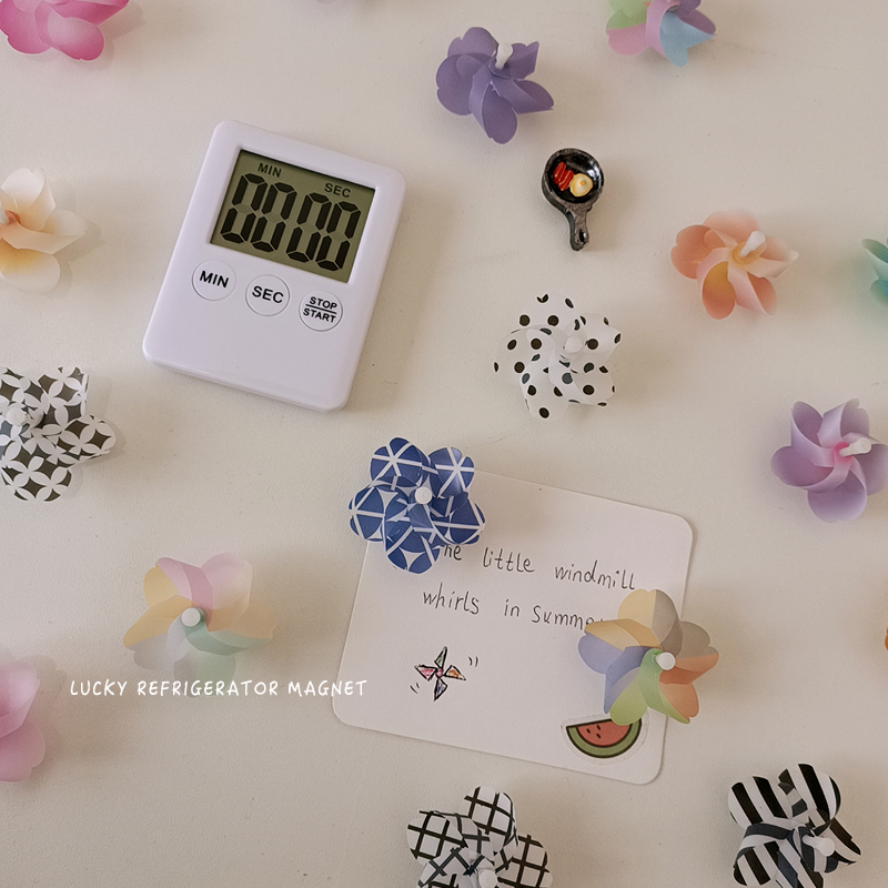Minimalist day series ins stereoscopic mini windmill fridge sticker magnet refrigerator door decoration magnet magnet message sticker